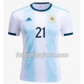 Argentina Matchtröjor Paulo Dybala 21 Hemma Fotbollströja Copa América 2019 Kortärmad